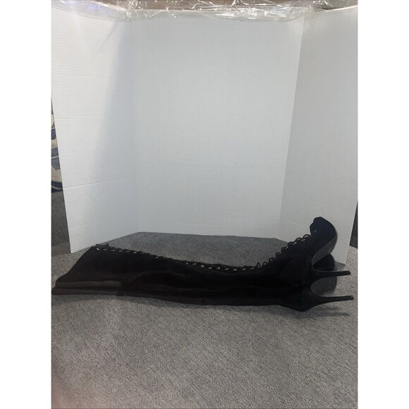 Dollhouse Thigh High Boots Black High Block Heel Dressy Tall Sock Boot Size 8.5 - Picture 10 of 15